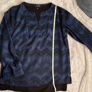 The Limited Navy Zigzag Blouse